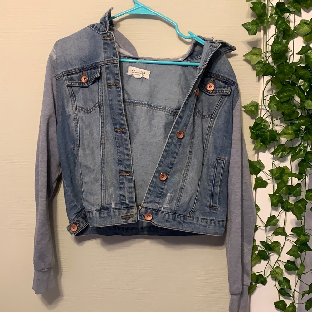 Jean Jacket - Sweatshirt Arms - Removable Hood
